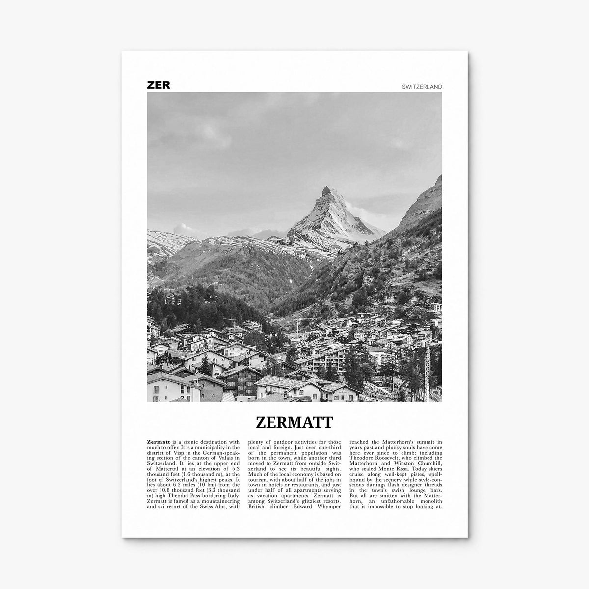 Zermatt Newspaper Poster, print only (unframed)