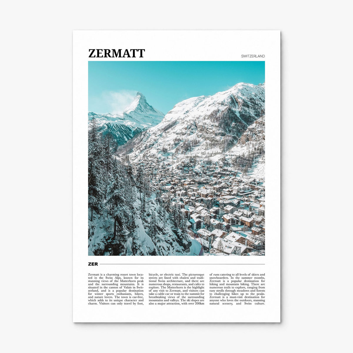 Zermatt Travel Poster, print only (unframed)