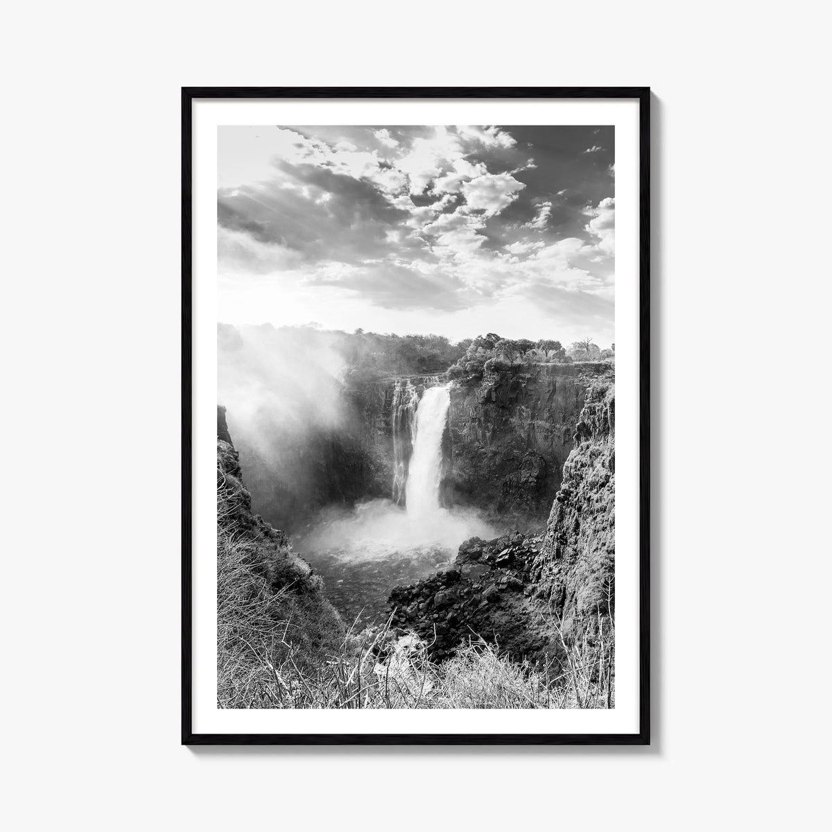 Zimbabwe black & white photo poster of Africa – vertical wall art, unframed print shown in interior mockup