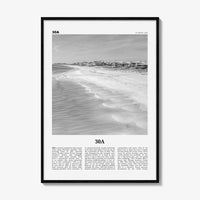 30A Print Black and White, 30A Wall Art, 30A Poster, 30A Photo, 30A Wall Décor, 30A Map, Florida, USA