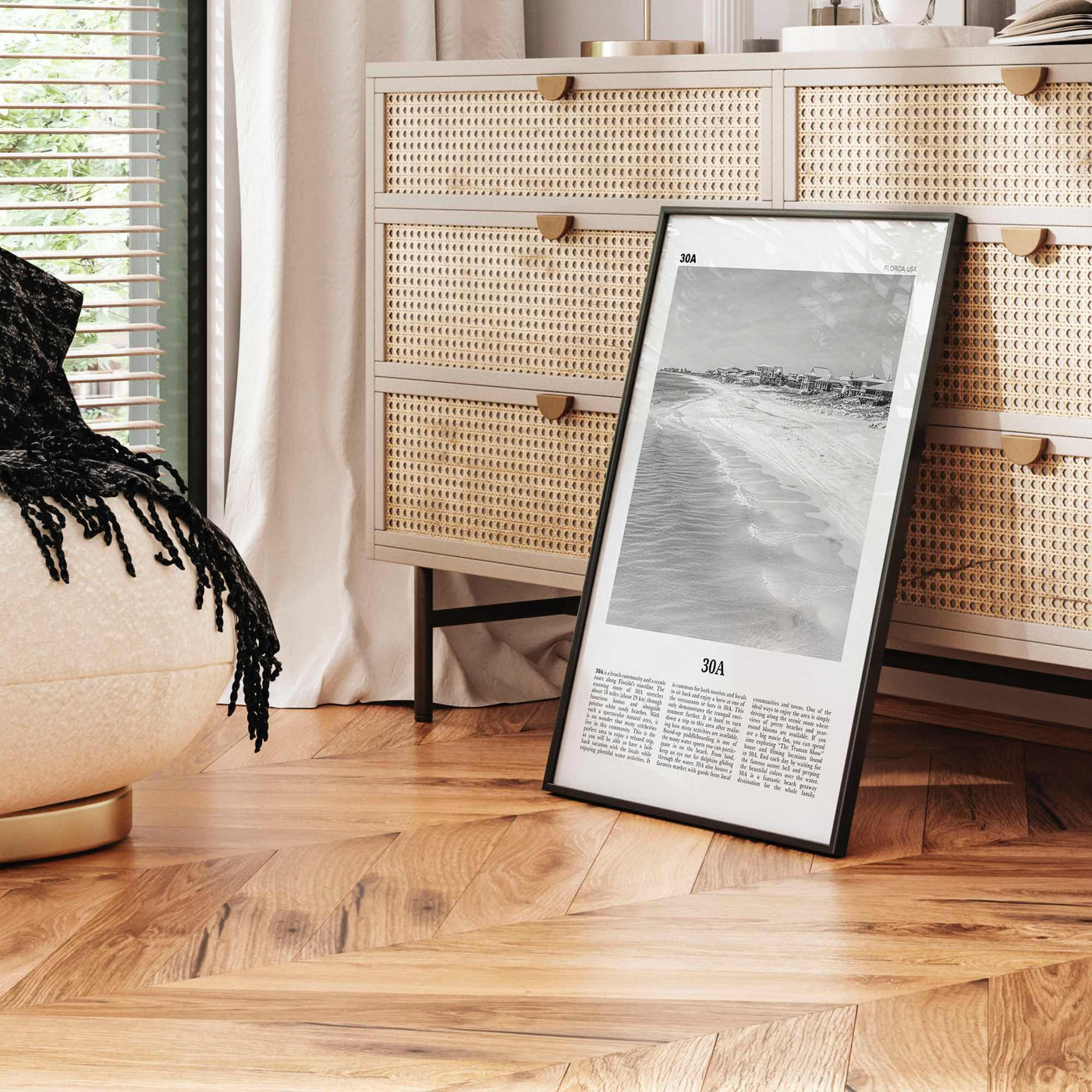 30A Print Black and White, 30A Wall Art, 30A Poster, 30A Photo, 30A Wall Décor, 30A Map, Florida, USA