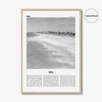 30A Print Black and White, 30A Wall Art, 30A Poster, 30A Photo, 30A Wall Décor, 30A Map, Florida, USA