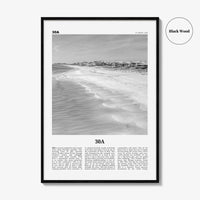 30A Print Black and White, 30A Wall Art, 30A Poster, 30A Photo, 30A Wall Décor, 30A Map, Florida, USA