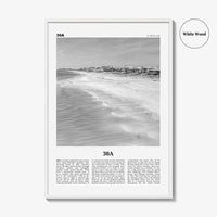 30A Print Black and White, 30A Wall Art, 30A Poster, 30A Photo, 30A Wall Décor, 30A Map, Florida, USA