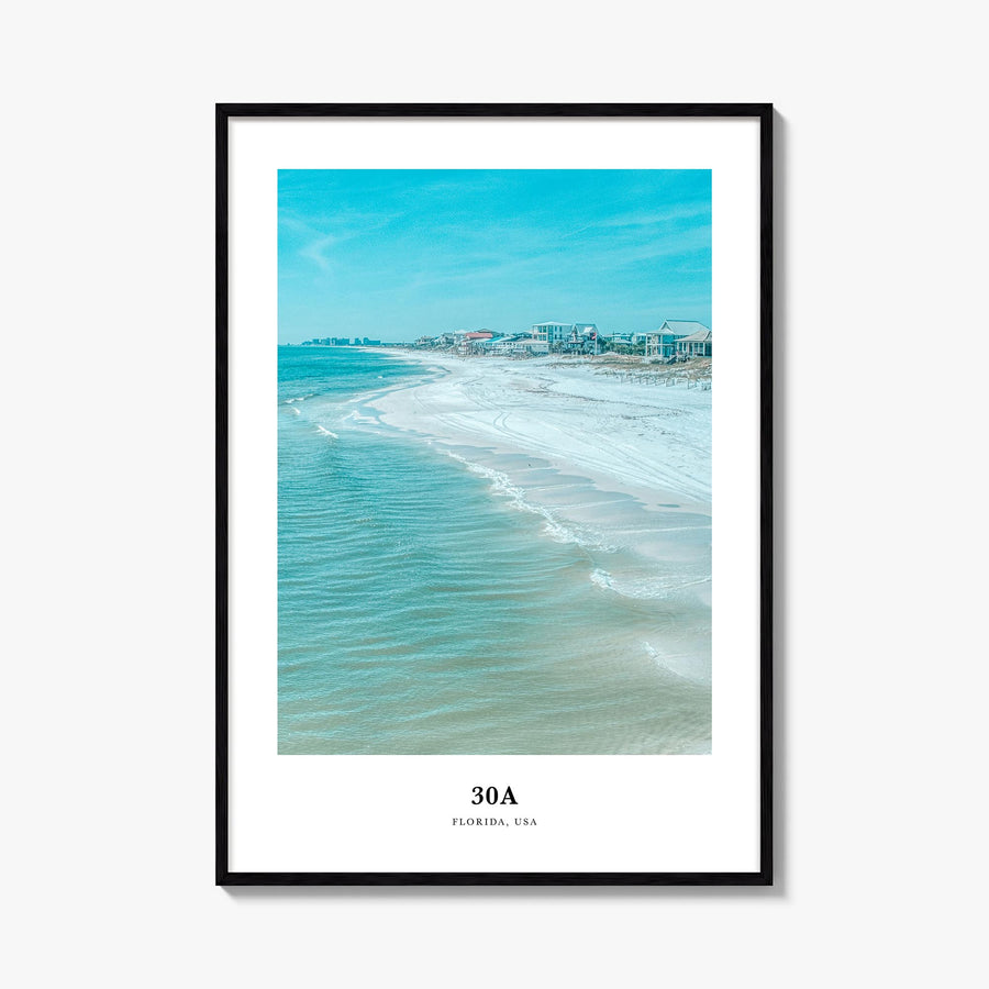 30A colorful classic poster of Florida, USA – vertical wall art, unframed print shown in interior mockup