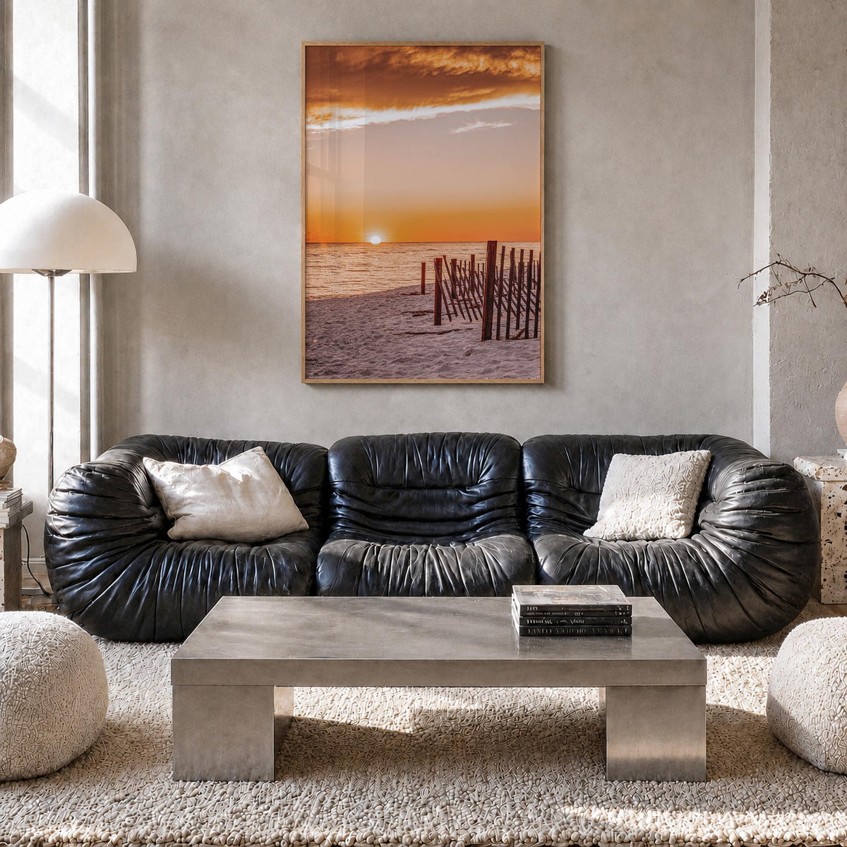 30A colorful photo poster of Florida, USA – vertical wall art in natural wood frame, hanging on wall