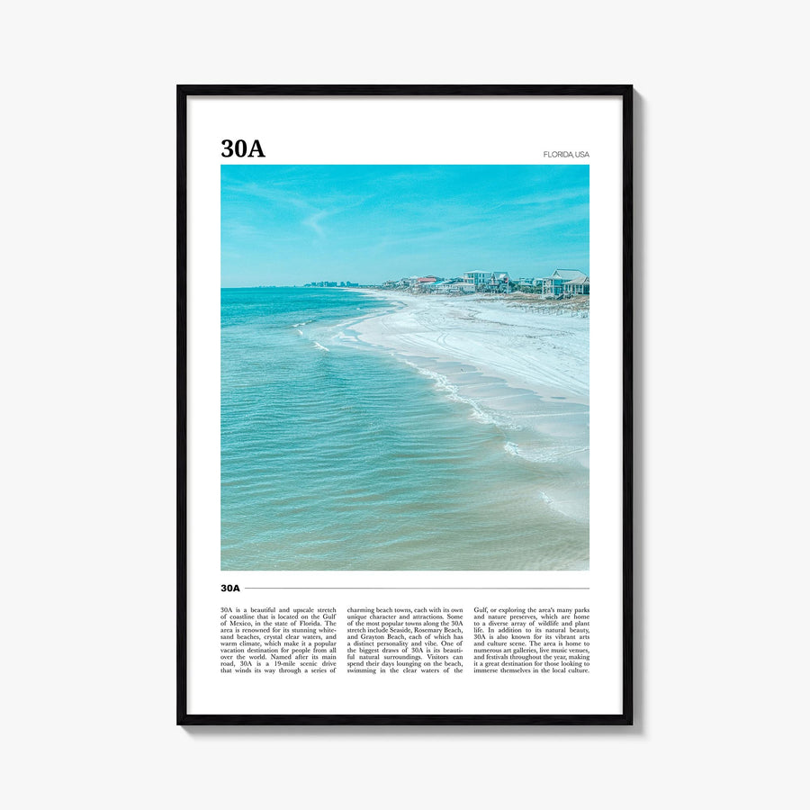 30A colorful travel poster of Florida, USA – vertical wall art, unframed print shown in interior mockup