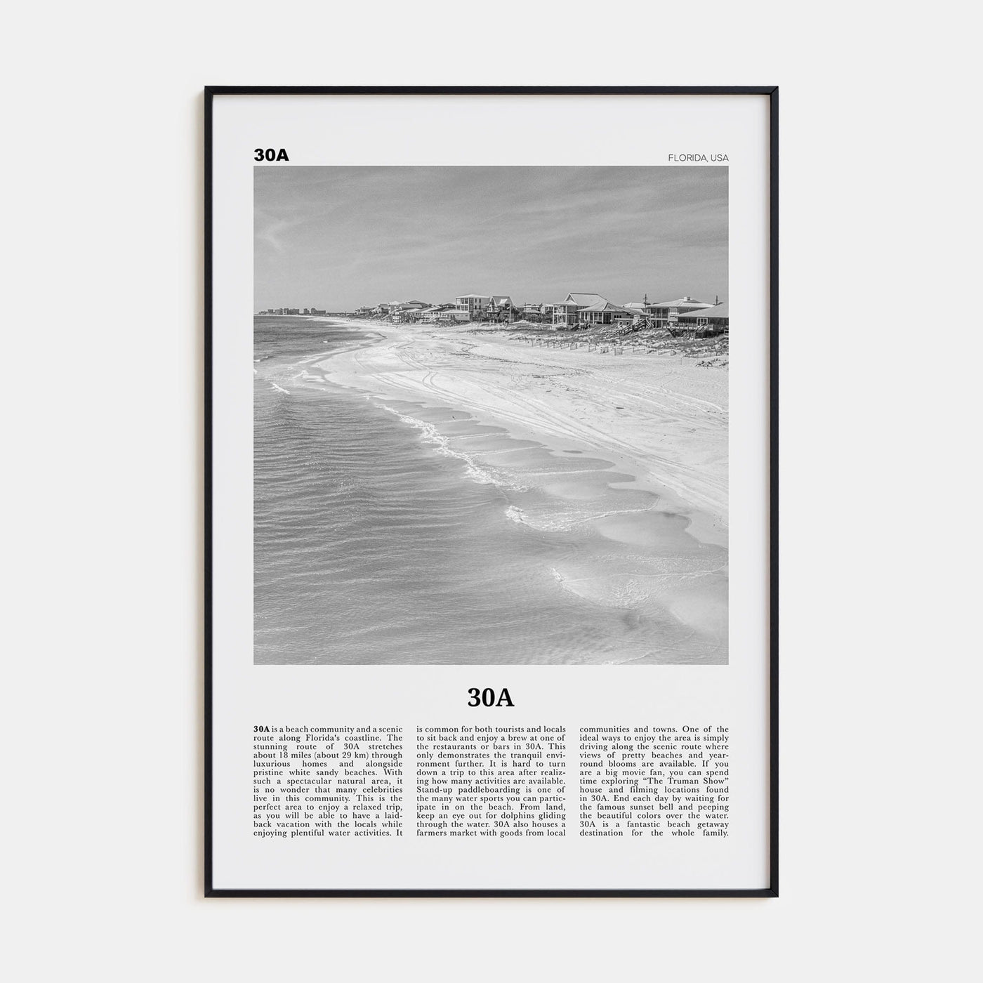 30A Poster None / 8x12 in Nbourhood Travel B&W Poster