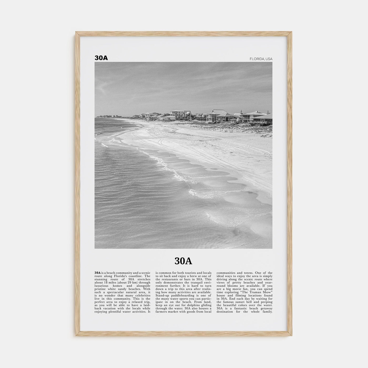 30A Poster Natural Wood / 8x12 in Nbourhood Travel B&W Poster