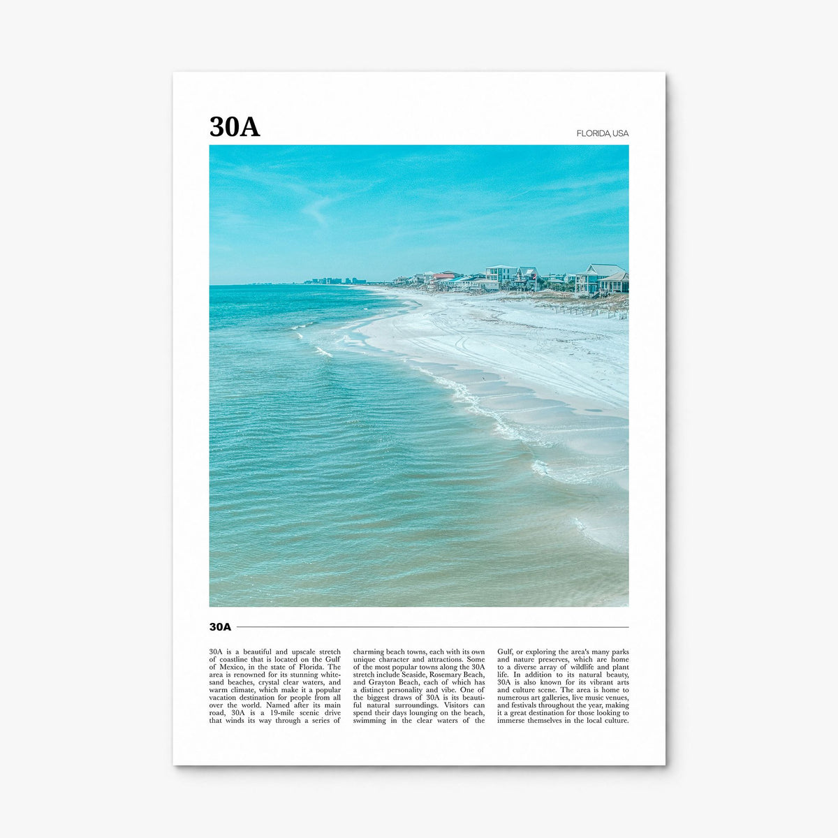 30A Travel Poster, print only (unframed)