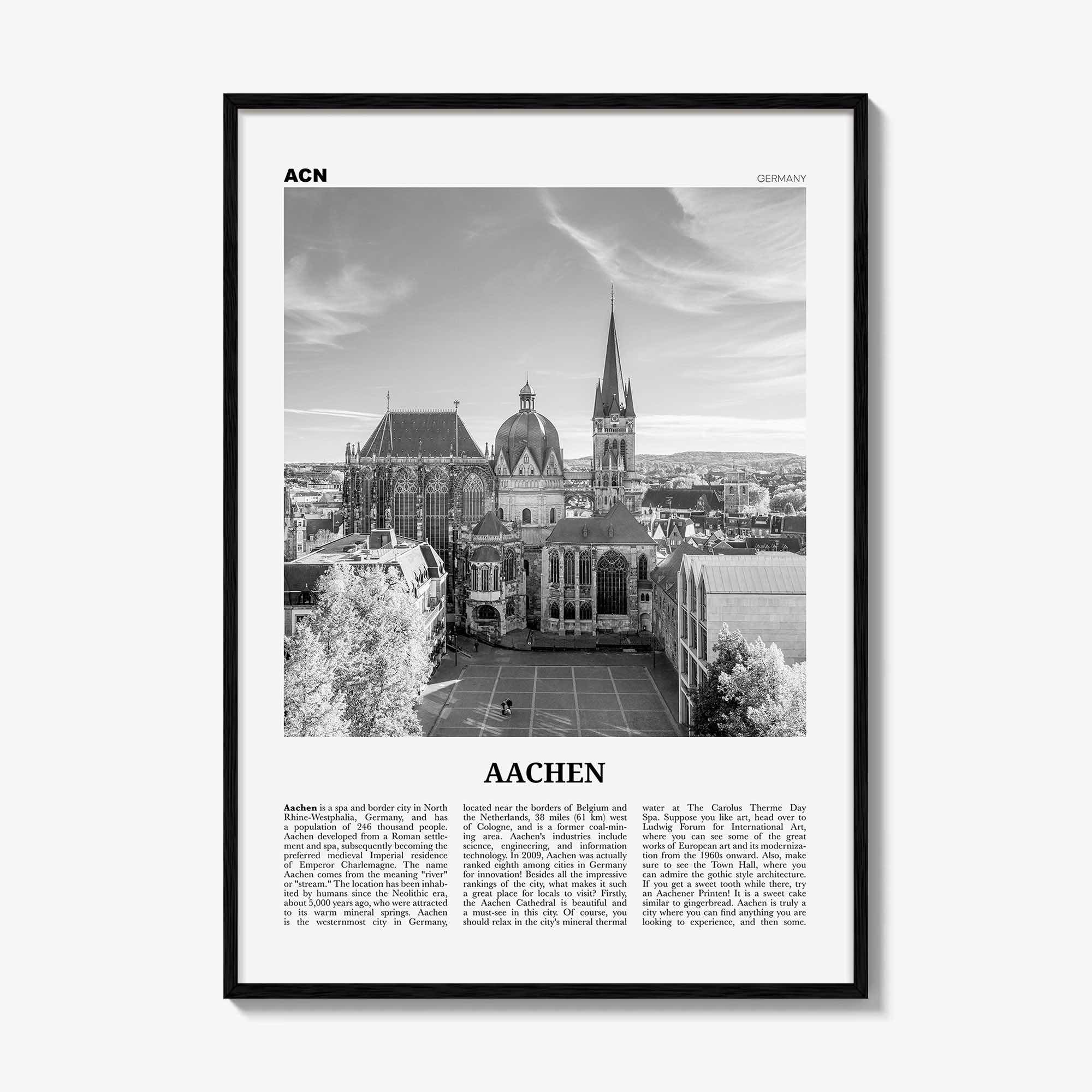 Aachen Print Black and White, Aachen Wall Art, Aachen Poster, Aachen Photo, Aachen Wall Décor, Germany, Deutschland, Europe, Cologne