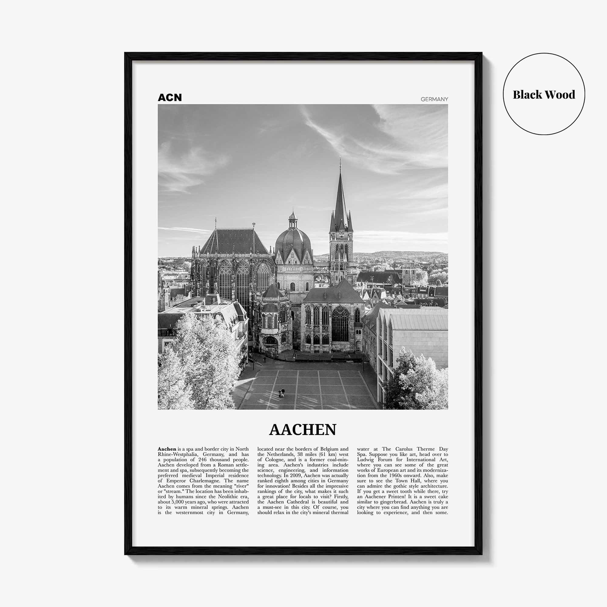 Aachen Print Black and White, Aachen Wall Art, Aachen Poster, Aachen Photo, Aachen Wall Décor, Germany, Deutschland, Europe, Cologne