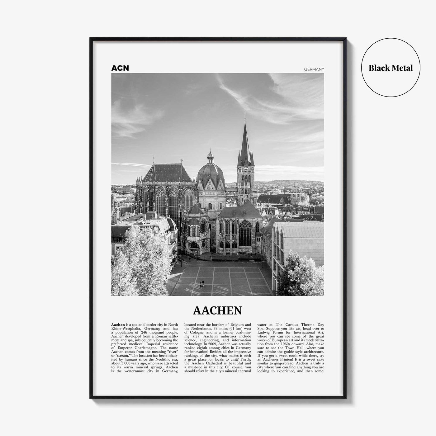Aachen Print Black and White, Aachen Wall Art, Aachen Poster, Aachen Photo, Aachen Wall Décor, Germany, Deutschland, Europe, Cologne