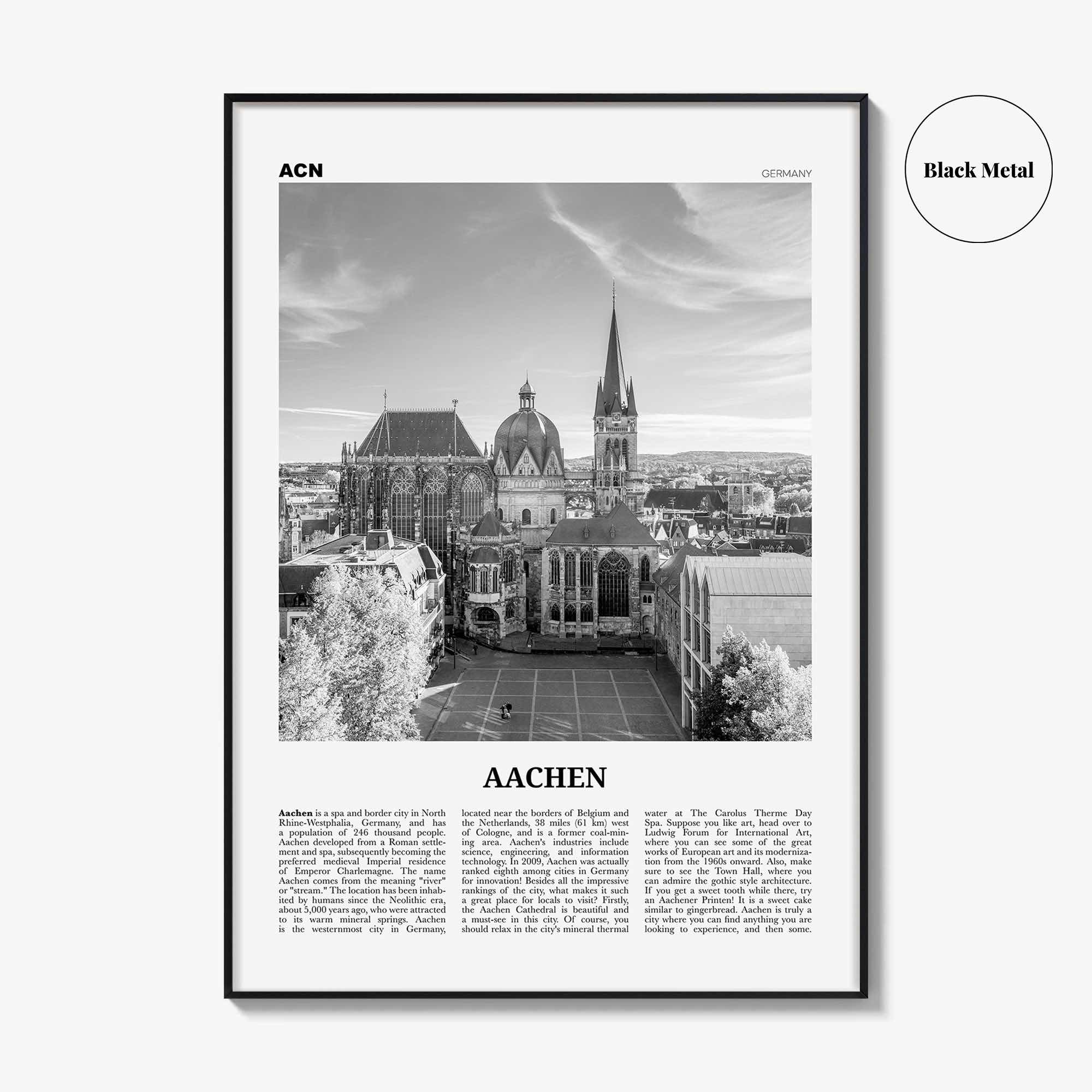 Aachen Print Black and White, Aachen Wall Art, Aachen Poster, Aachen Photo, Aachen Wall Décor, Germany, Deutschland, Europe, Cologne