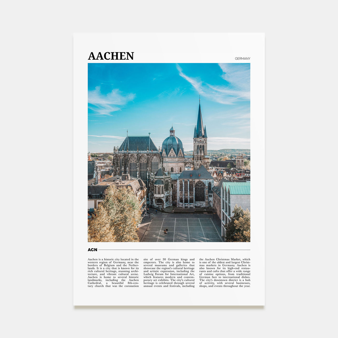 Aachen Travel Color Poster