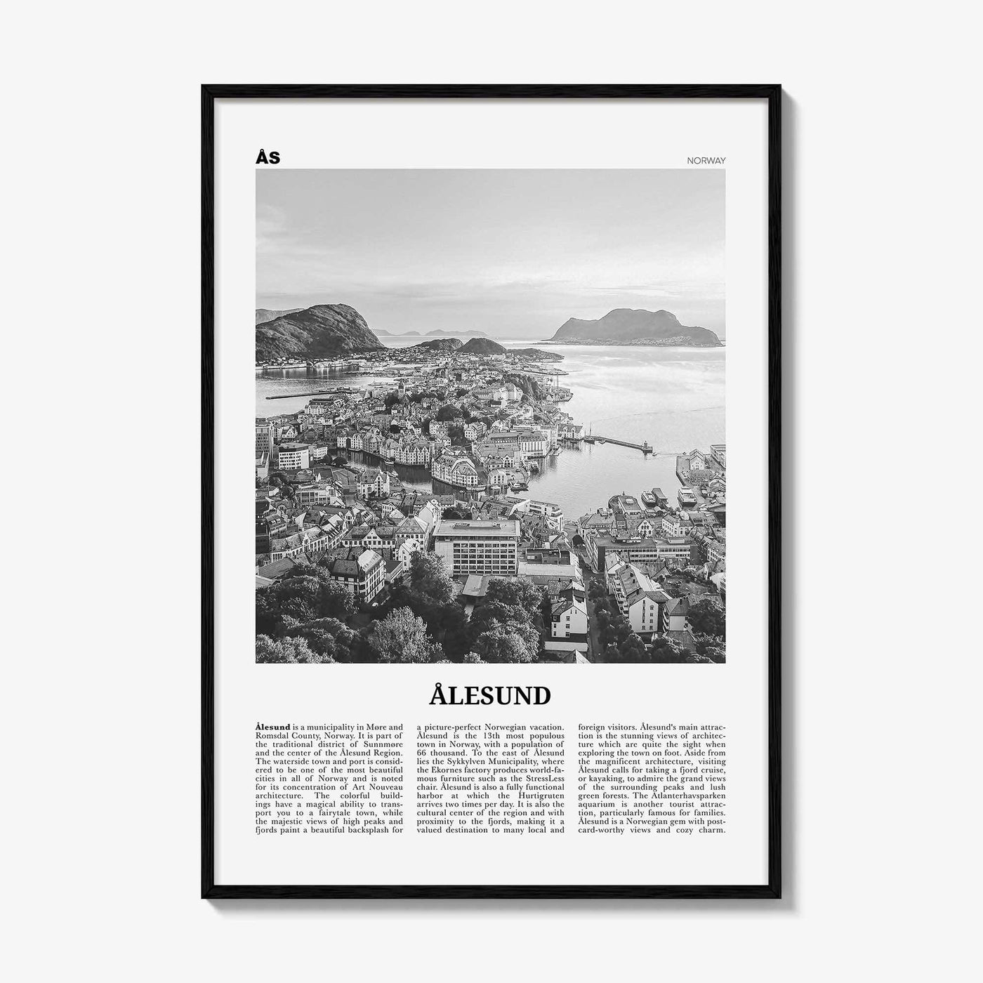 Aalesund Print Black and White, Ålesund Wall Art, Ålesund Poster, Ålesund Photo, Ålesund Wall Décor, Aalesund Poster, Norway
