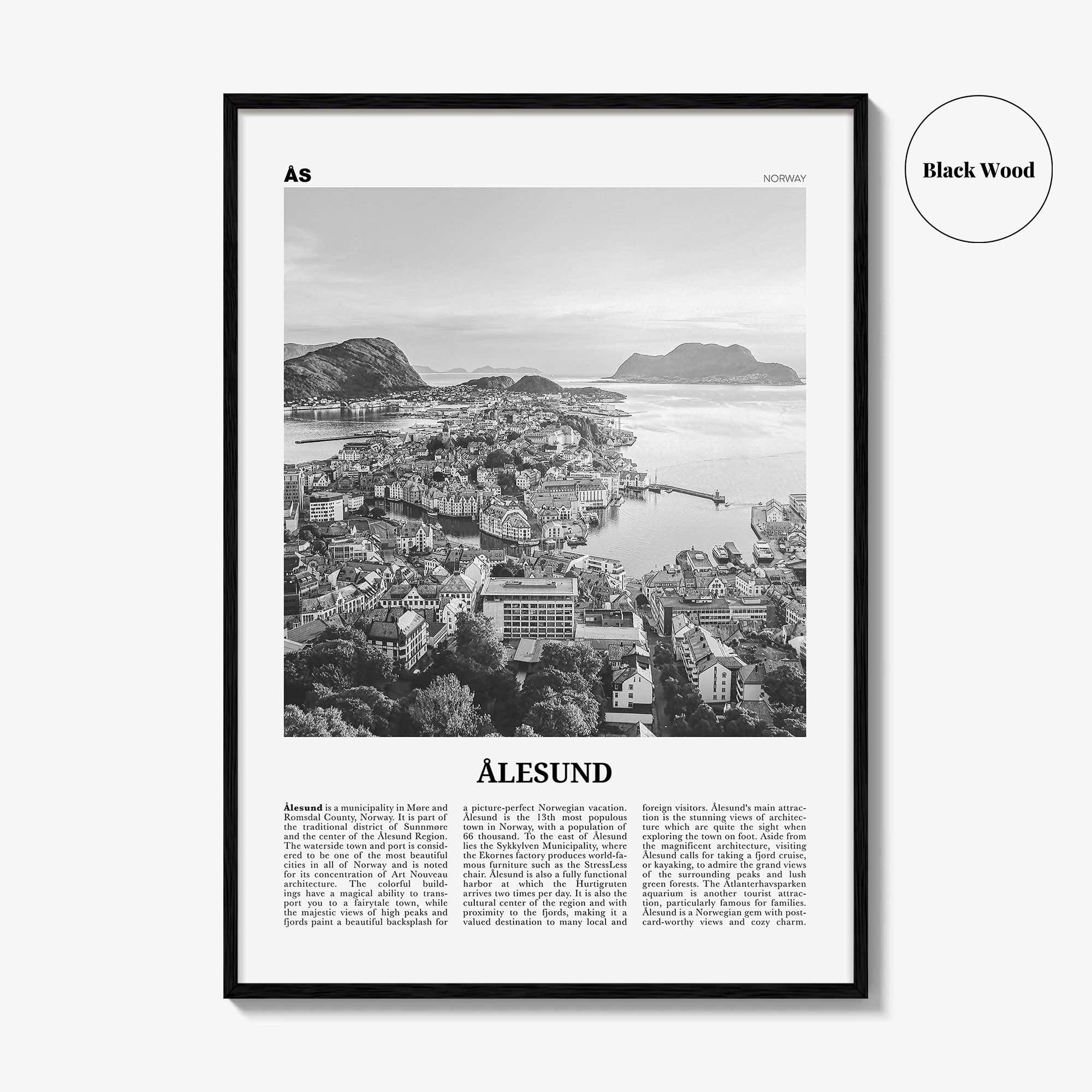 Aalesund Print Black and White, Ålesund Wall Art, Ålesund Poster, Ålesund Photo, Ålesund Wall Décor, Aalesund Poster, Norway