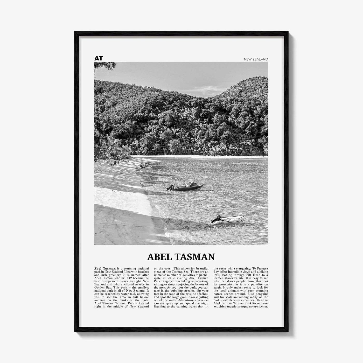 Abel Tasman National Park Print Black and White, Abel Tasman Wall Art, Abel Tasman Poster, Abel Tasman Photo, Abel Tasman Decor, New Zealand