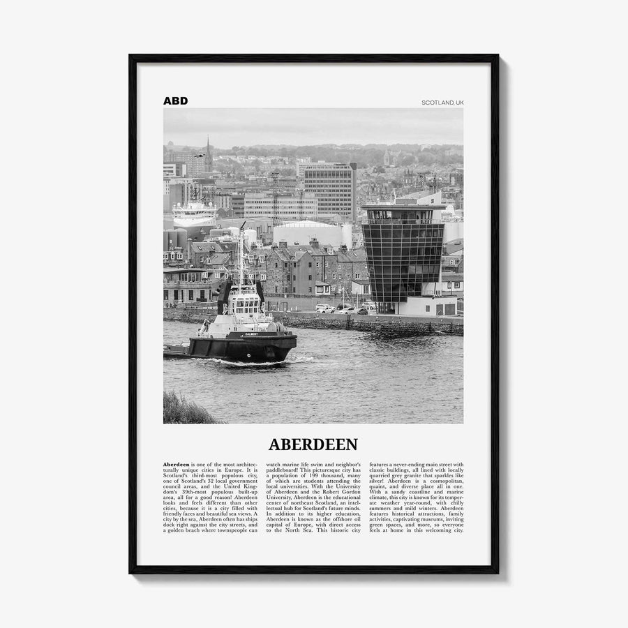 Aberdeen Print Black and White, Aberdeen Wall Art, Aberdeen Poster, Aberdeen City Photo, Scotland, United Kingdom, UK, Europe