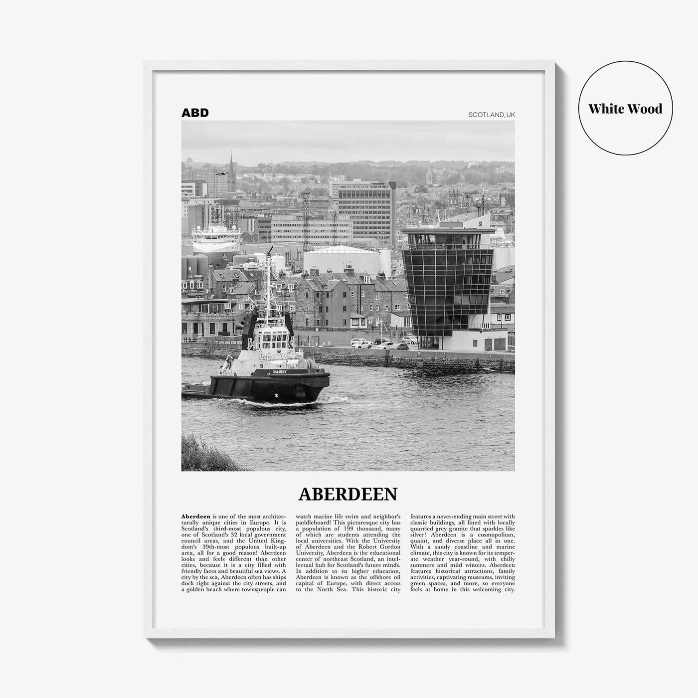 Aberdeen Print Black and White, Aberdeen Wall Art, Aberdeen Poster, Aberdeen City Photo, Scotland, United Kingdom, UK, Europe
