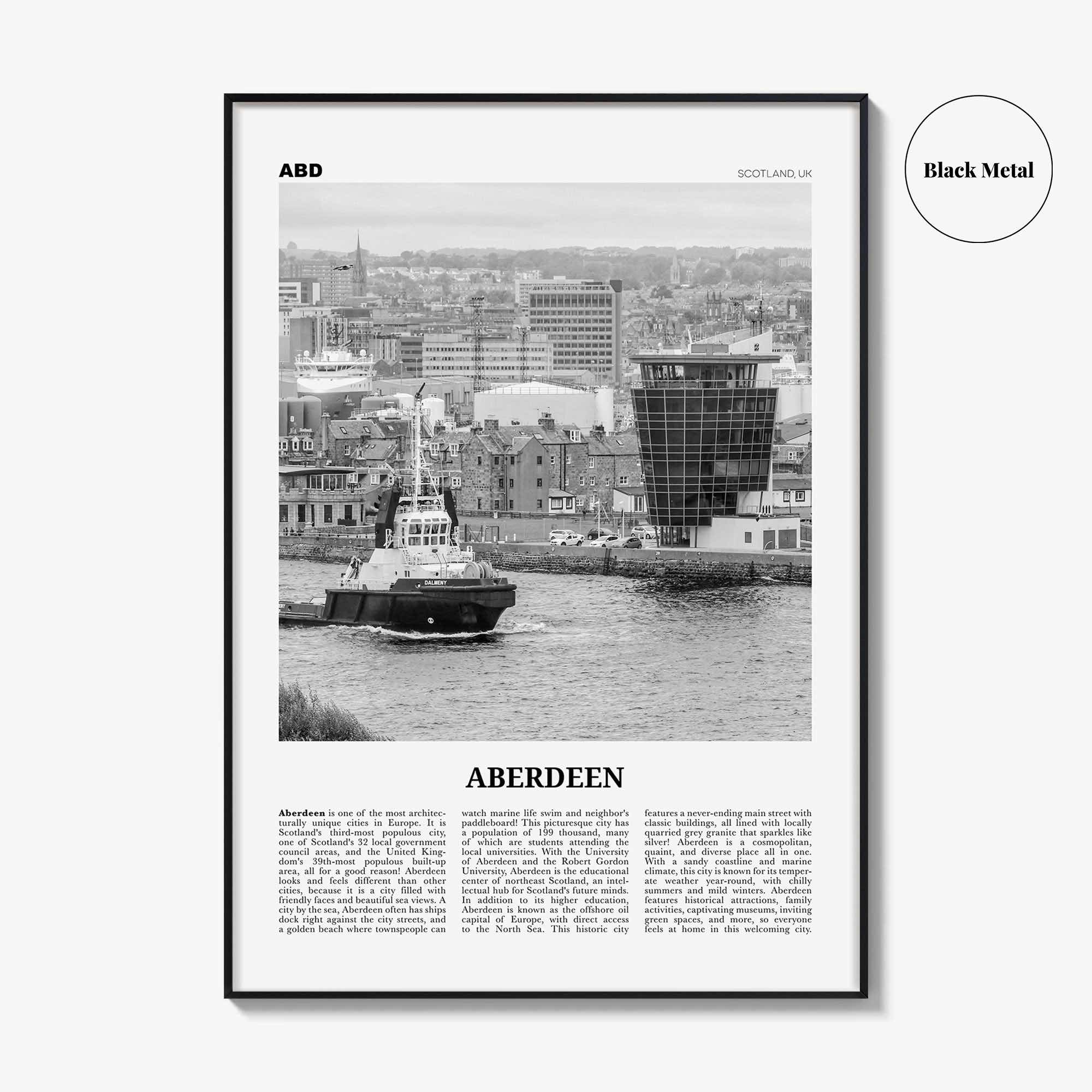 Aberdeen Print Black and White, Aberdeen Wall Art, Aberdeen Poster, Aberdeen City Photo, Scotland, United Kingdom, UK, Europe