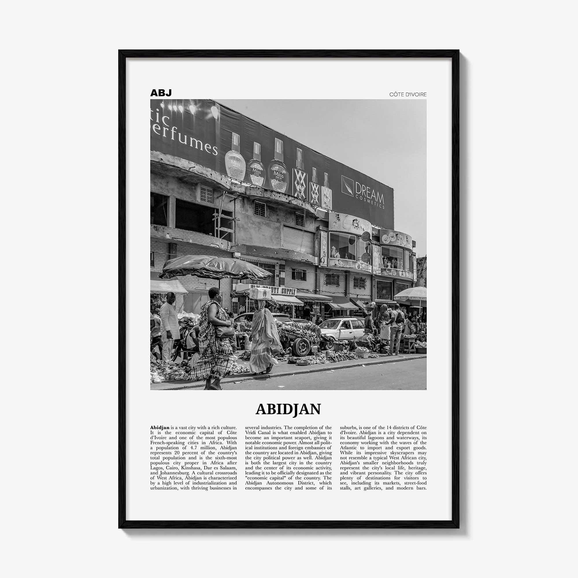 Abidjan Print Black and White, Abidjan Wall Art, Abidjan Poster, Abidjan Photo, Côte d'Ivoire, d'Abidjan, Ivory Coast, Africa
