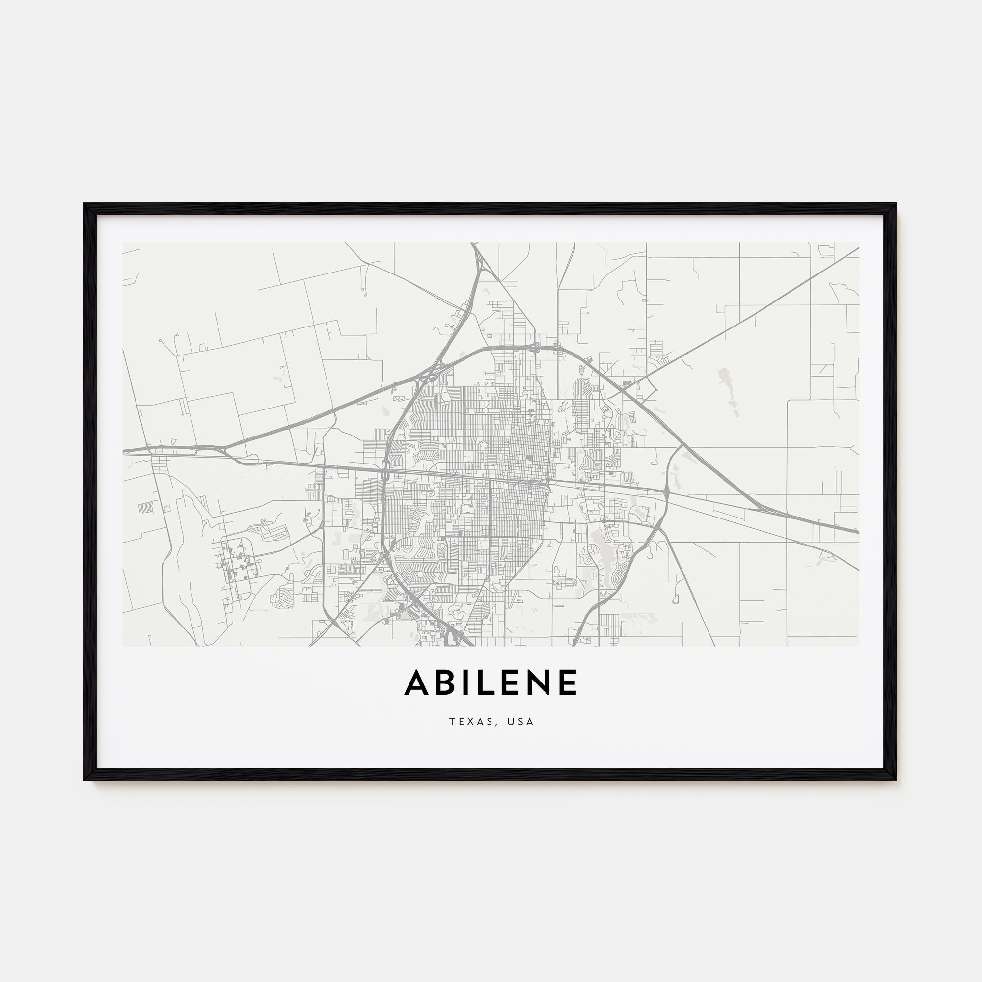 Abilene Map Landscape Poster