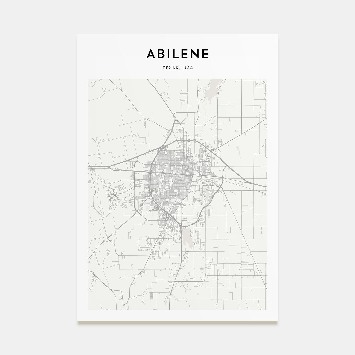 Abilene Map Portrait Poster