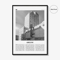 Abilene Print Black and White, Abilene Wall Art, Abilene Poster, Abilene Photo, Abilene Wall Décor, Abilene Map, Texas, USA