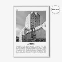 Abilene Print Black and White, Abilene Wall Art, Abilene Poster, Abilene Photo, Abilene Wall Décor, Abilene Map, Texas, USA