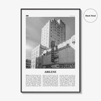 Abilene Print Black and White, Abilene Wall Art, Abilene Poster, Abilene Photo, Abilene Wall Décor, Abilene Map, Texas, USA