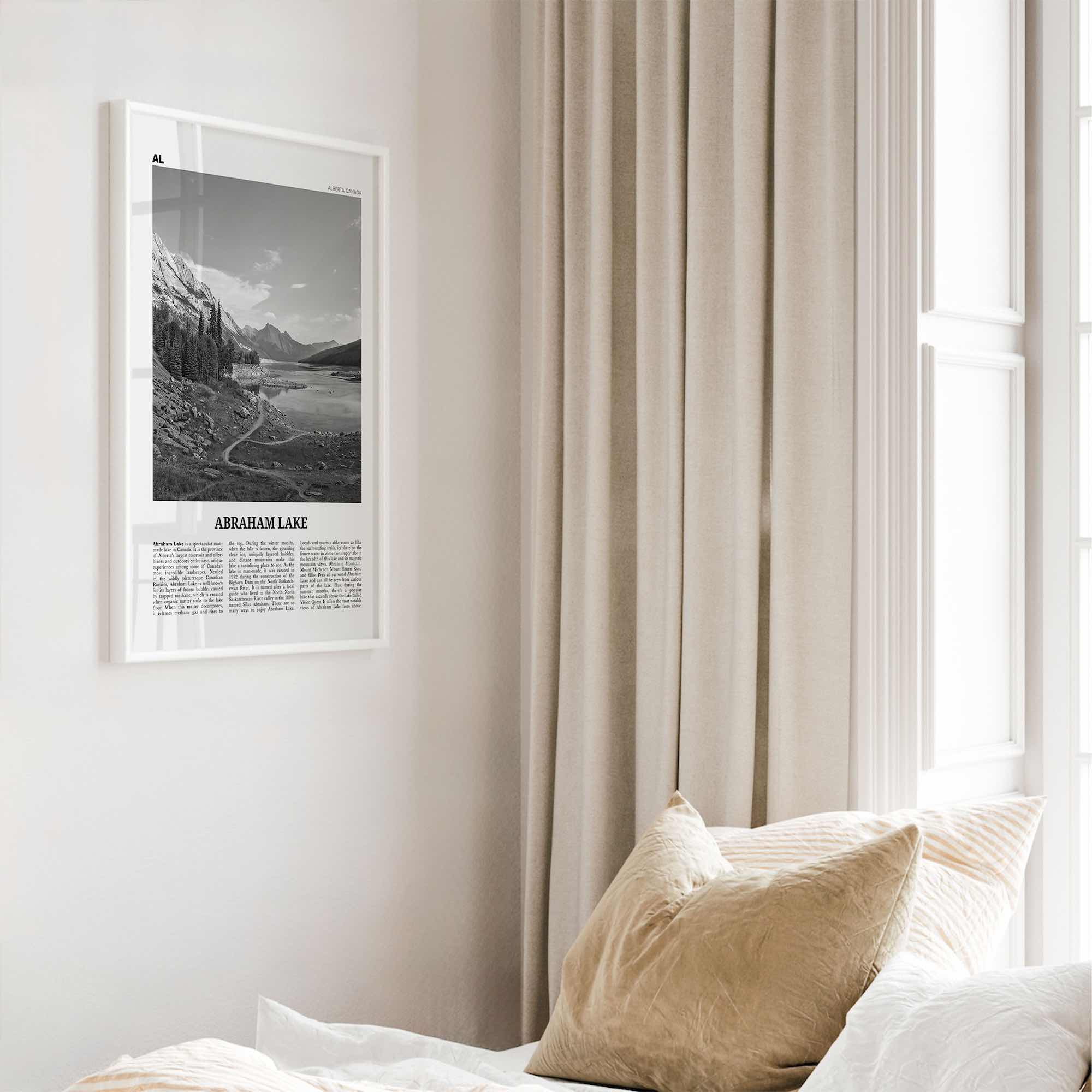 Abraham Lake Print Black and White, Abraham Lake Wall Art, Abraham Lake Poster, Abraham Lake Photo, Abraham Lake Décor, Abraham Lake Map