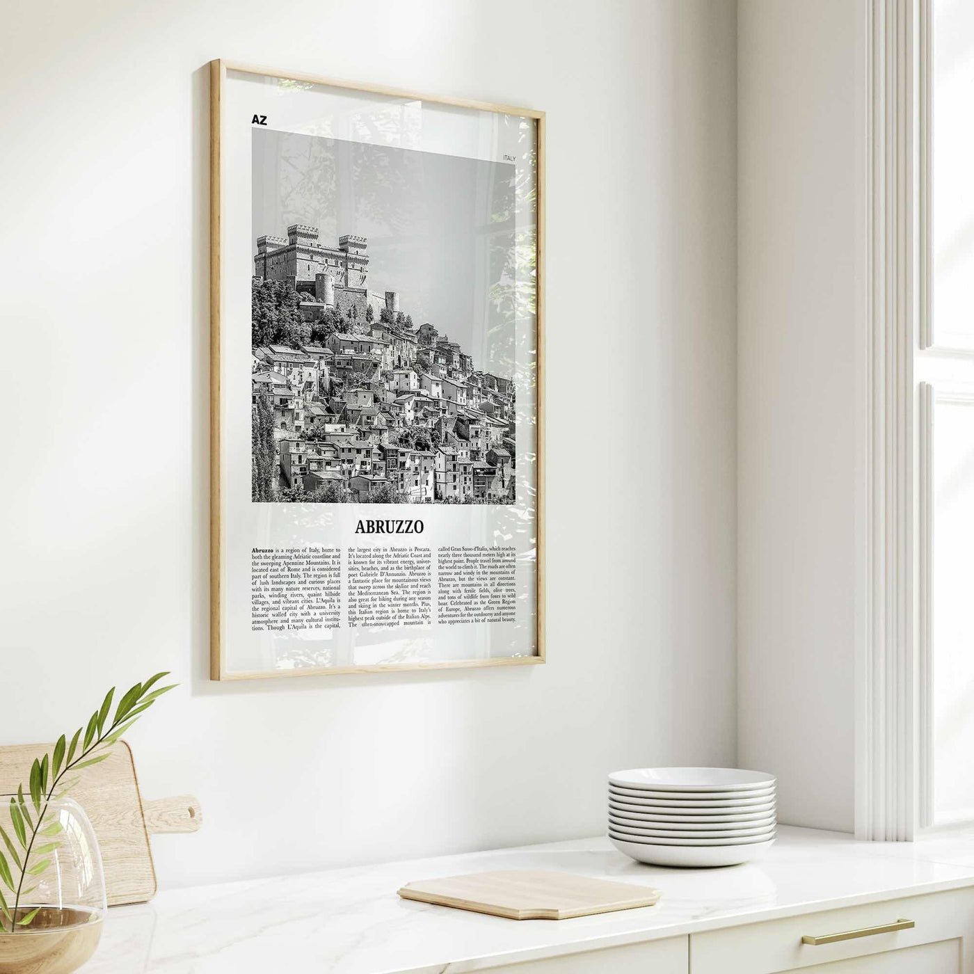 Abruzzo Print Black and White No 1, Abruzzo Wall Art, Abruzzo Poster, Abruzzo Photo, Abruzzo Wall Décor, Abruzzo Map, Italy