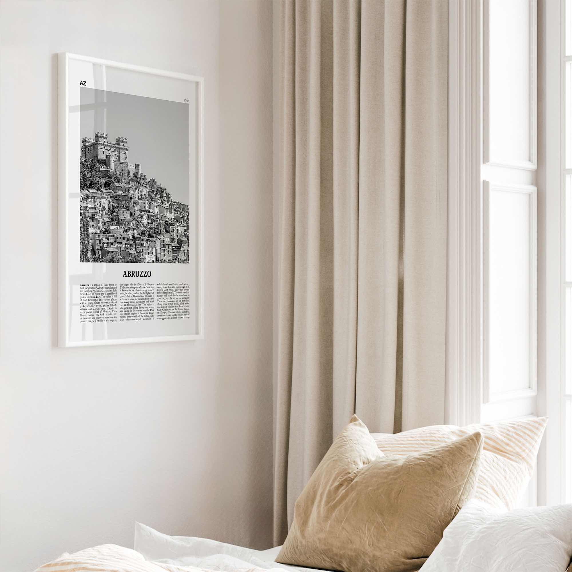 Abruzzo Print Black and White No 1, Abruzzo Wall Art, Abruzzo Poster, Abruzzo Photo, Abruzzo Wall Décor, Abruzzo Map, Italy