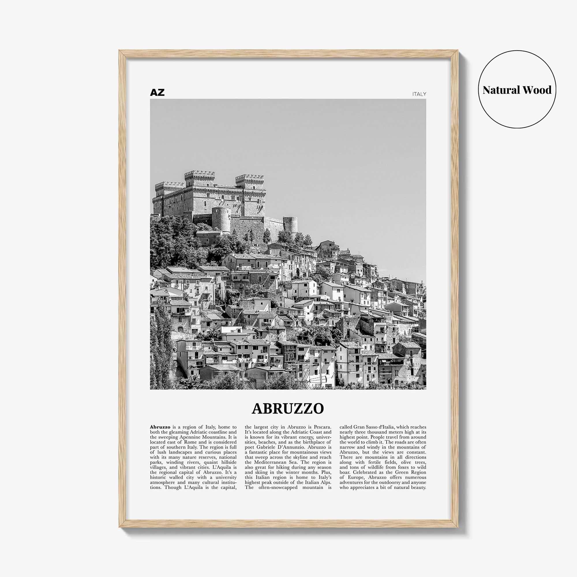 Abruzzo Print Black and White No 1, Abruzzo Wall Art, Abruzzo Poster, Abruzzo Photo, Abruzzo Wall Décor, Abruzzo Map, Italy