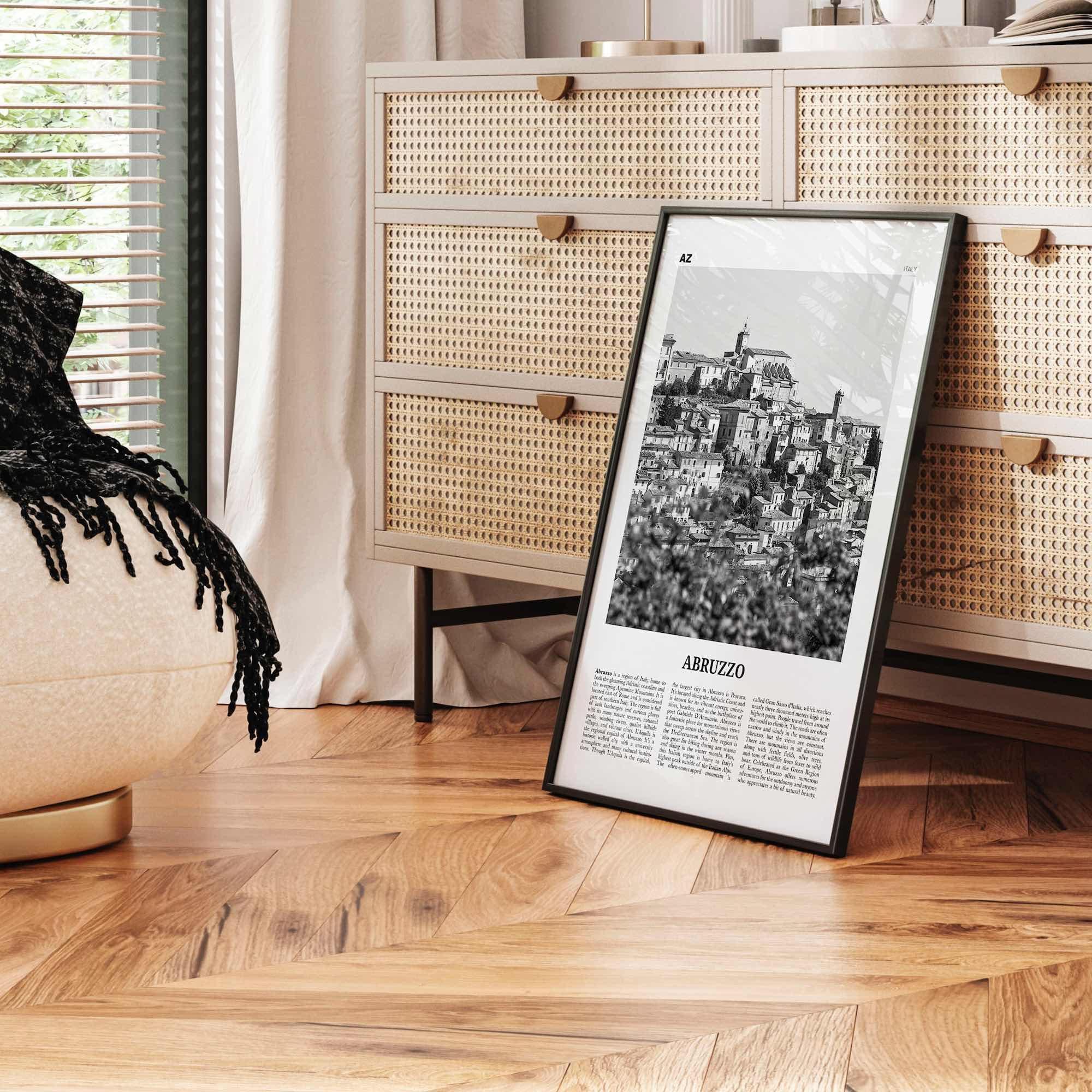 Abruzzo Print Black and White No 2, Abruzzo Wall Art, Abruzzo Poster, Abruzzo Photo, Abruzzo Wall Décor, Abruzzo Map, Italy