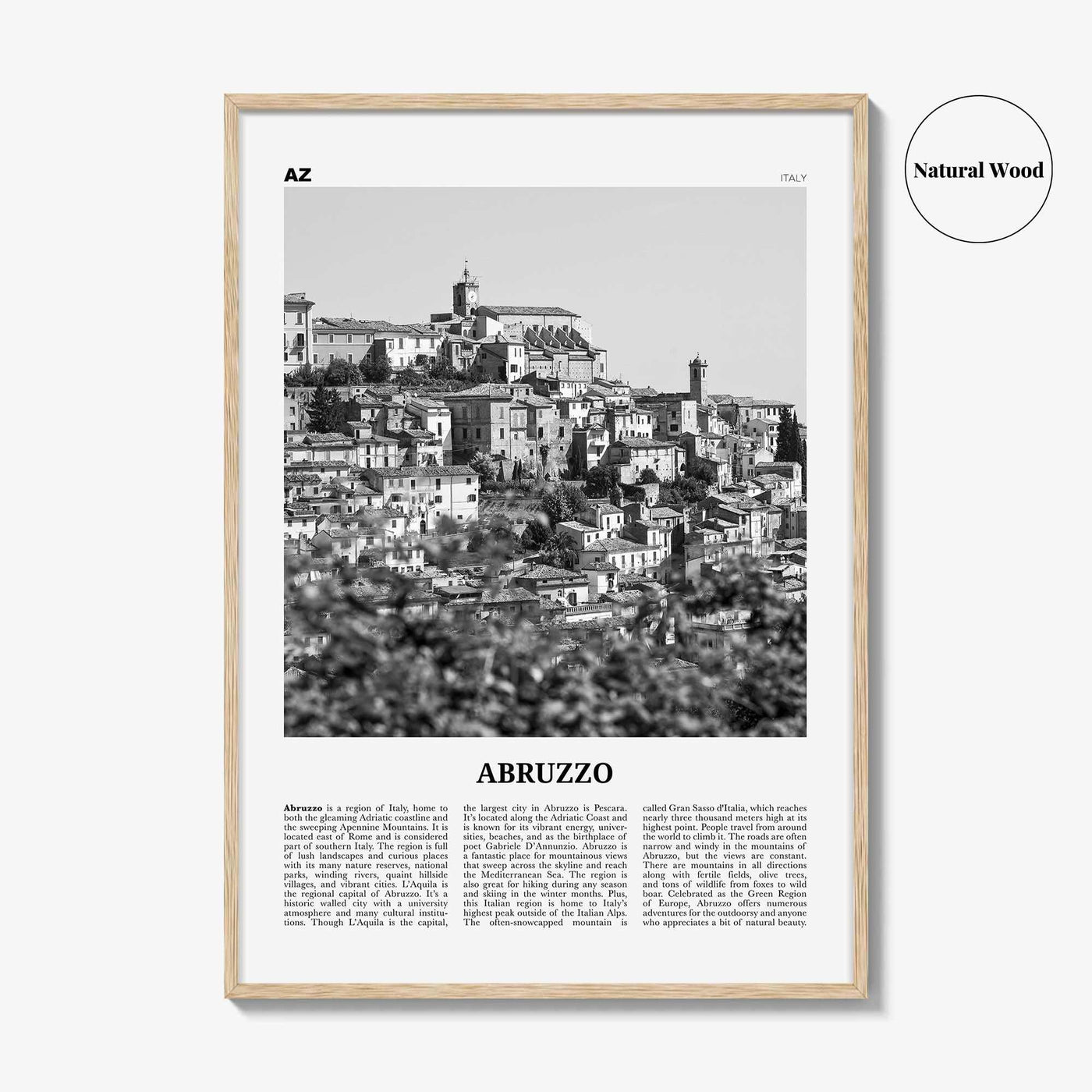 Abruzzo Print Black and White No 2, Abruzzo Wall Art, Abruzzo Poster, Abruzzo Photo, Abruzzo Wall Décor, Abruzzo Map, Italy
