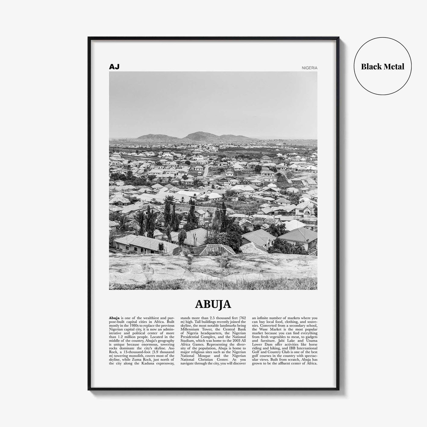 Abuja Print Black and White, Abuja Wall Art, Abuja Poster, Abuja Photo, Abuja Wall Décor, Nigeria, Nigerian, Africa