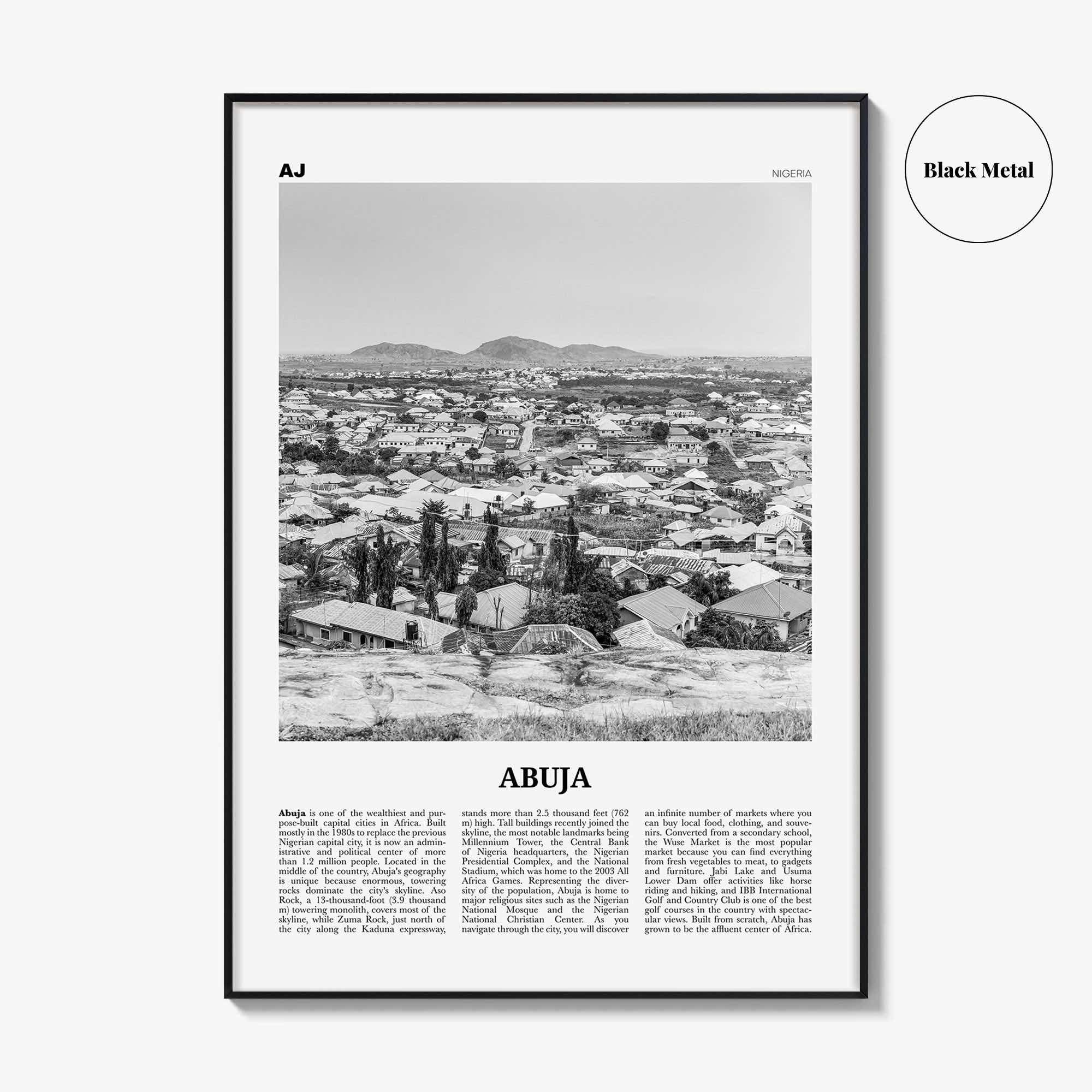 Abuja Print Black and White, Abuja Wall Art, Abuja Poster, Abuja Photo, Abuja Wall Décor, Nigeria, Nigerian, Africa