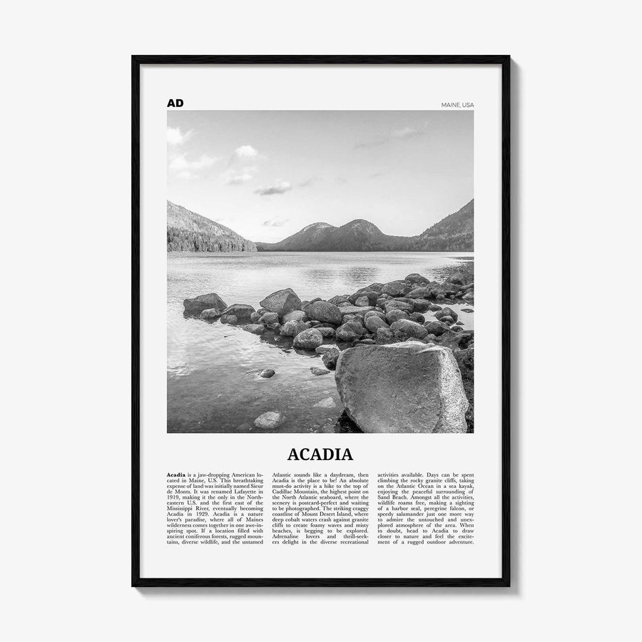 Acadia National Park Print Black and White, Acadia Wall Art, Acadia Poster, Acadia Photo, Maine, USA, United States, North America