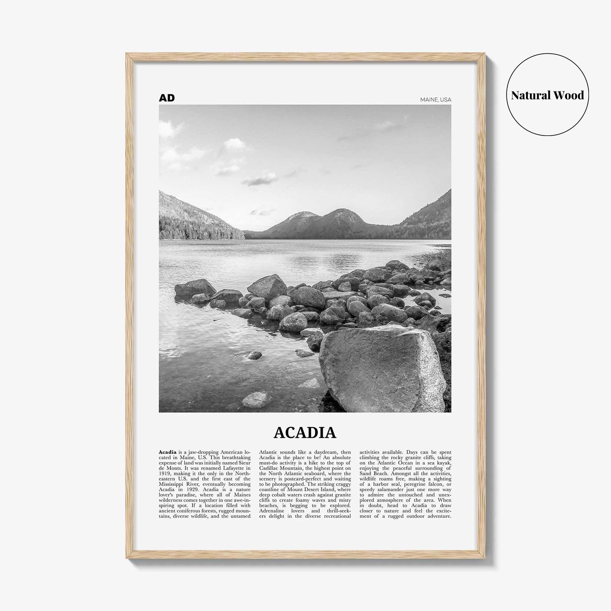 Acadia National Park Print Black and White, Acadia Wall Art, Acadia Poster, Acadia Photo, Maine, USA, United States, North America
