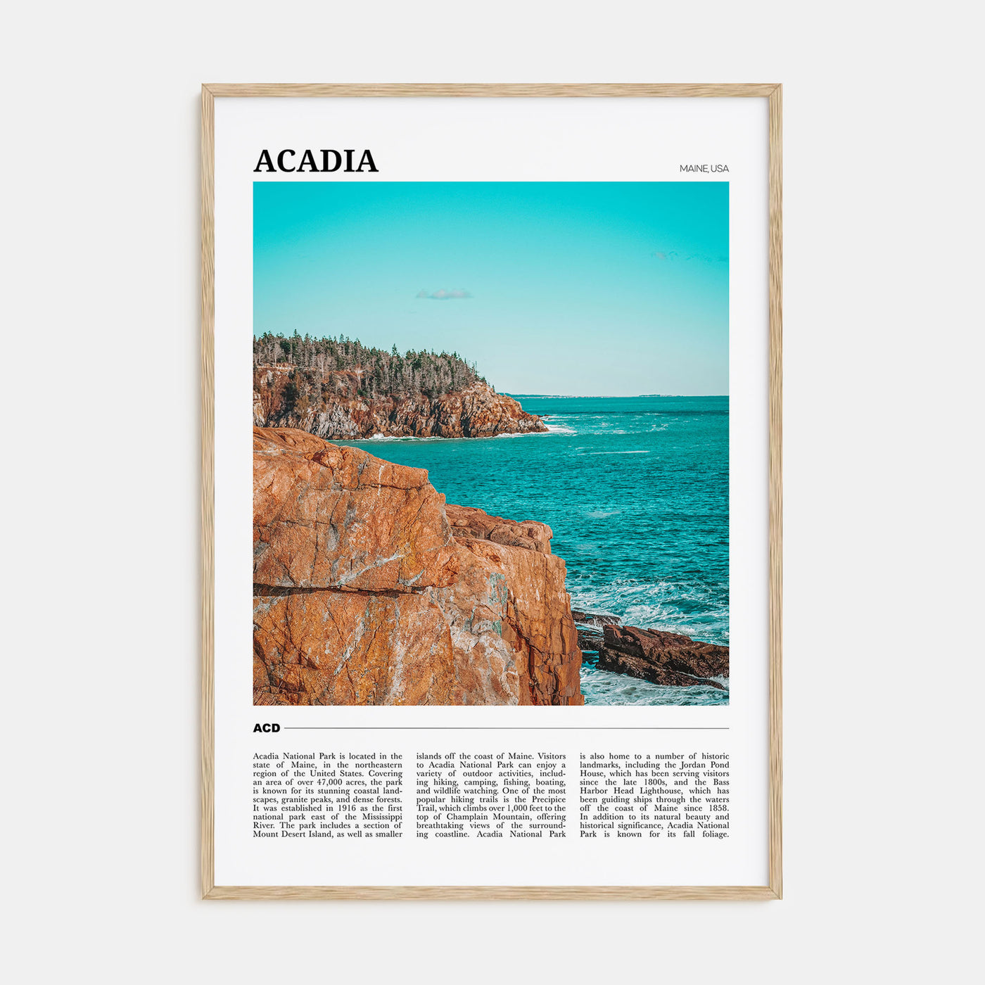 Acadia National Park Travel Color Poster