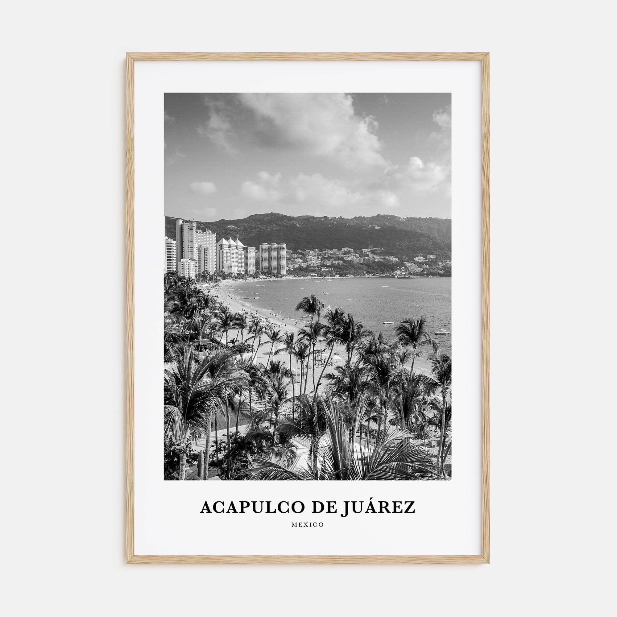 Acapulco de Juárez Portrait B&W Poster