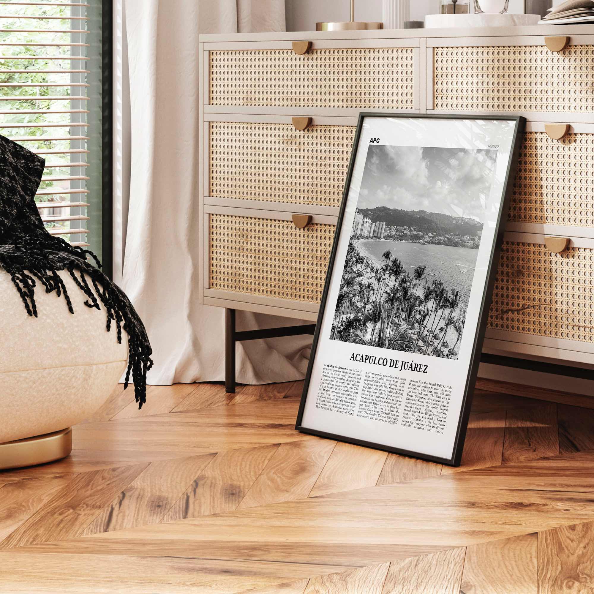 Acapulco De Juarez Print Black and White, Acapulco Wall Art, Acapulco Poster, Acapulco Photo, Acapulco Map, Acapulco Wall Decor, Mexico