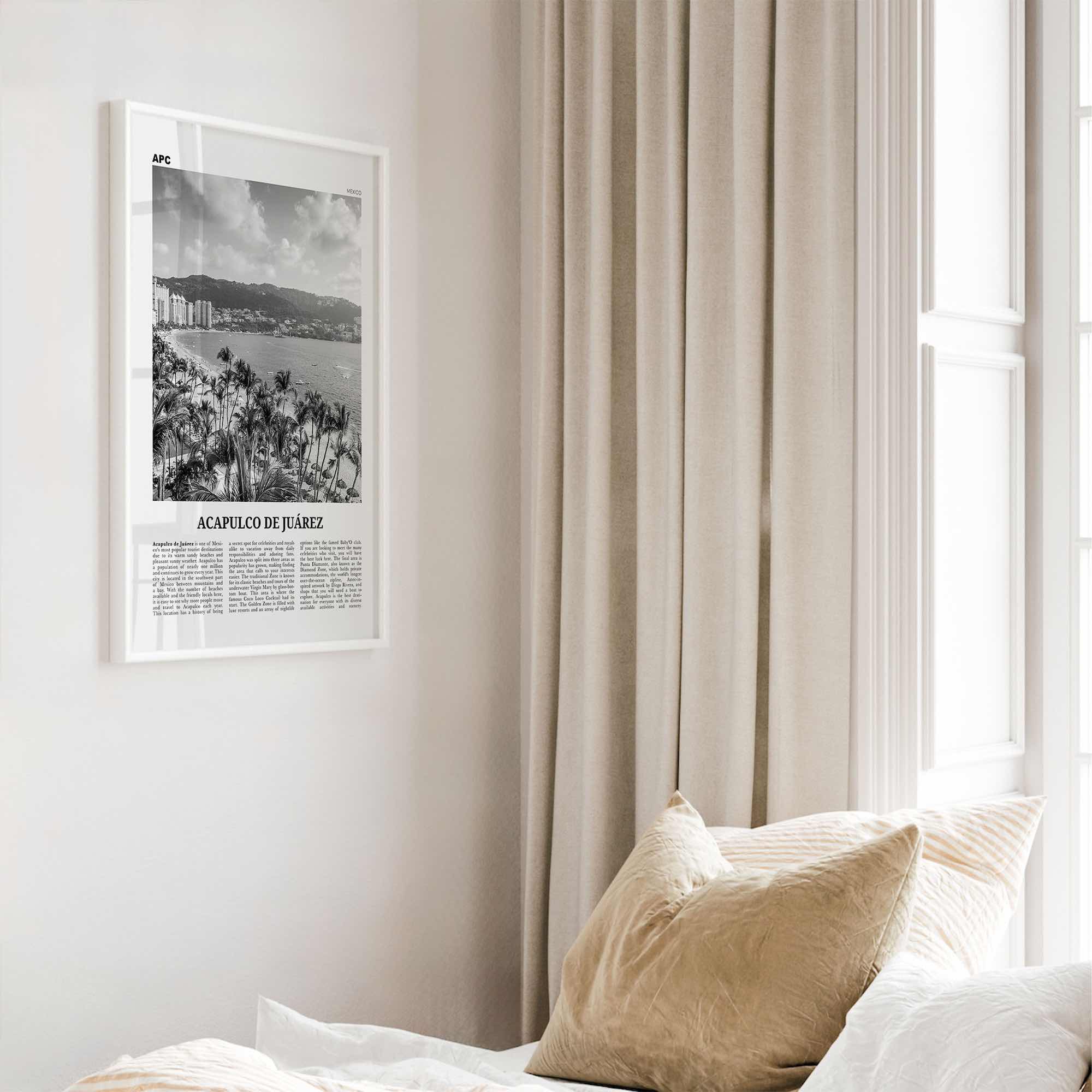 Acapulco De Juarez Print Black and White, Acapulco Wall Art, Acapulco Poster, Acapulco Photo, Acapulco Map, Acapulco Wall Decor, Mexico