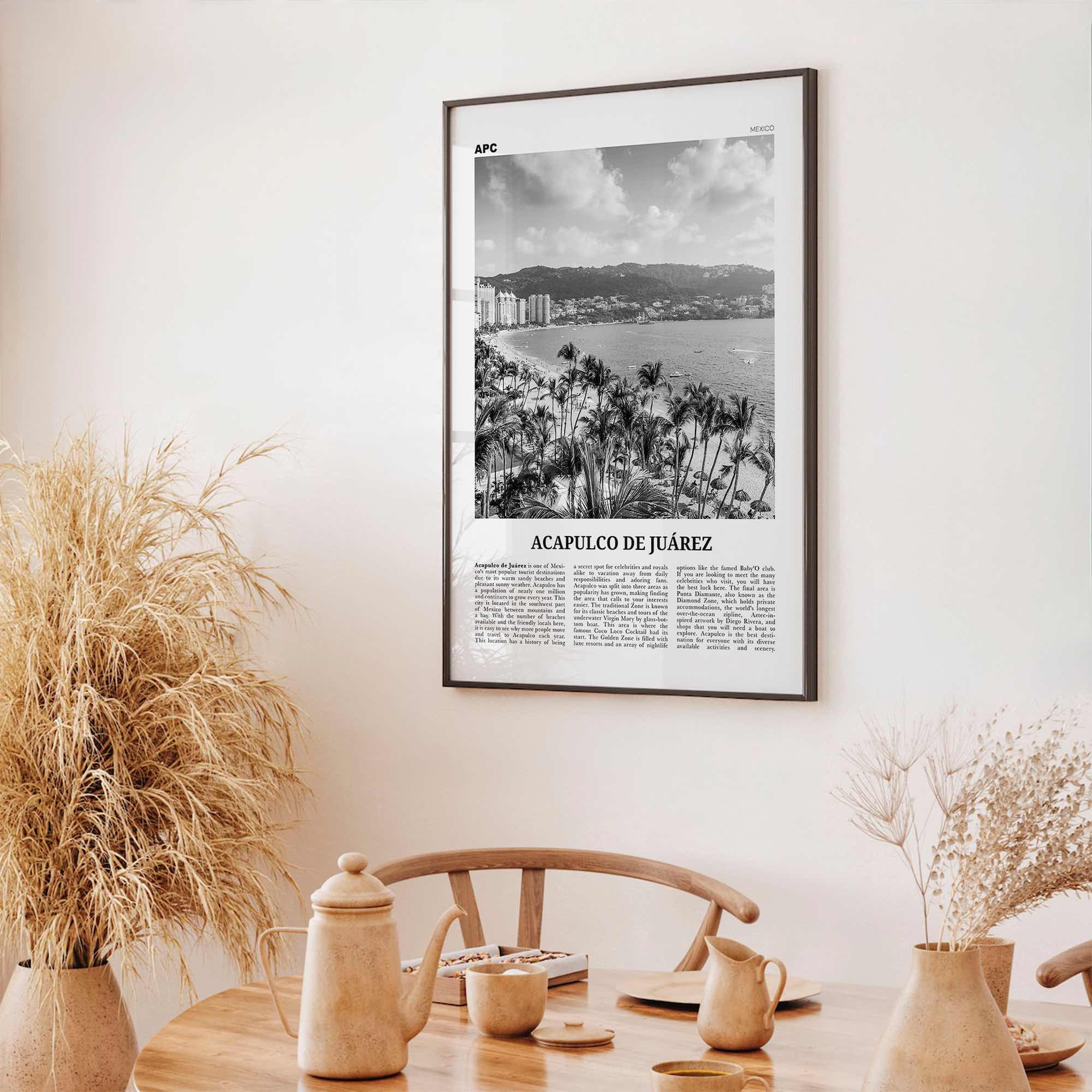 Acapulco De Juarez Print Black and White, Acapulco Wall Art, Acapulco Poster, Acapulco Photo, Acapulco Map, Acapulco Wall Decor, Mexico