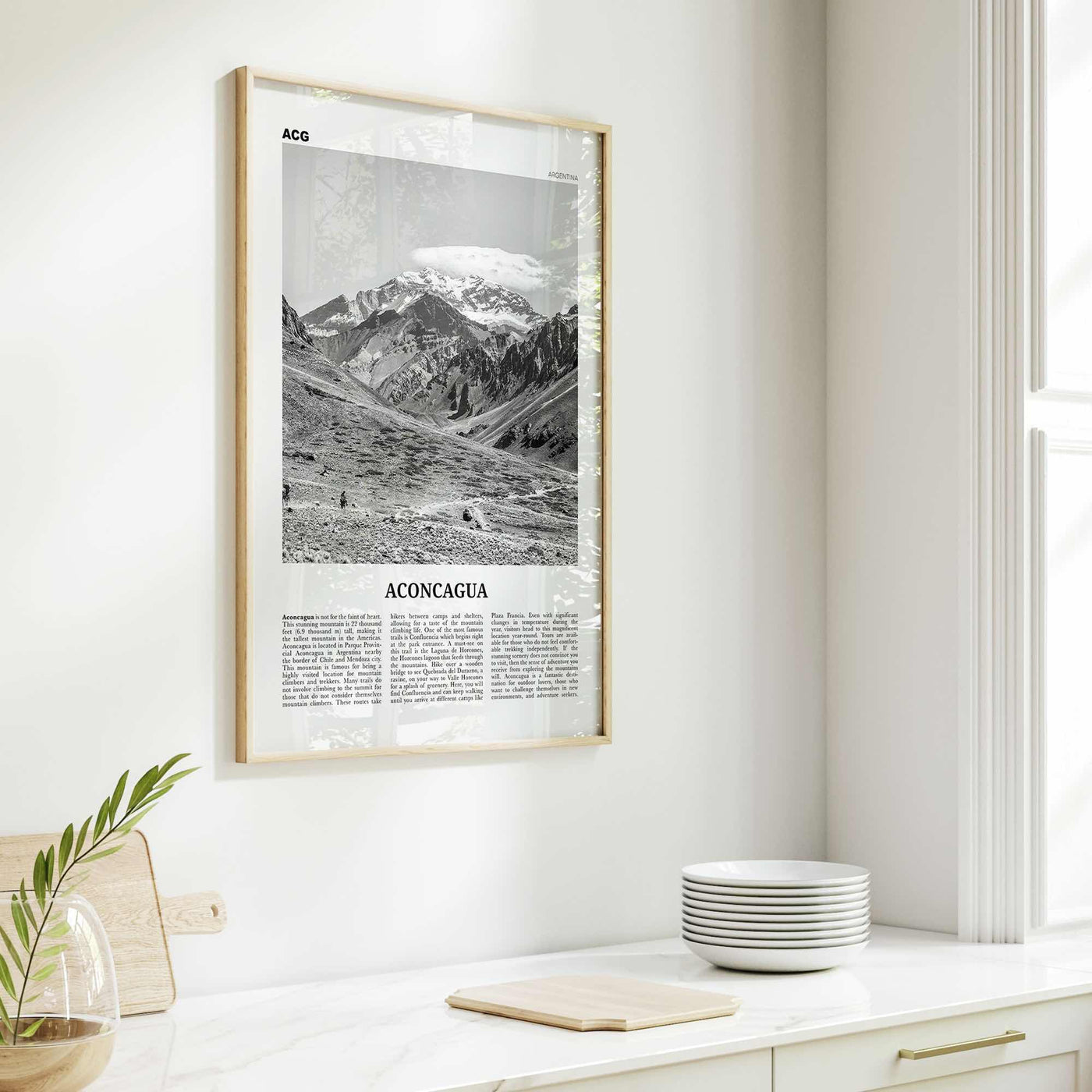 Aconcagua Print Black and White, Aconcagua Wall Art, Aconcagua Poster, Aconcagua Photo, Aconcagua Map, Aconcagua Wall Decor, Argentina