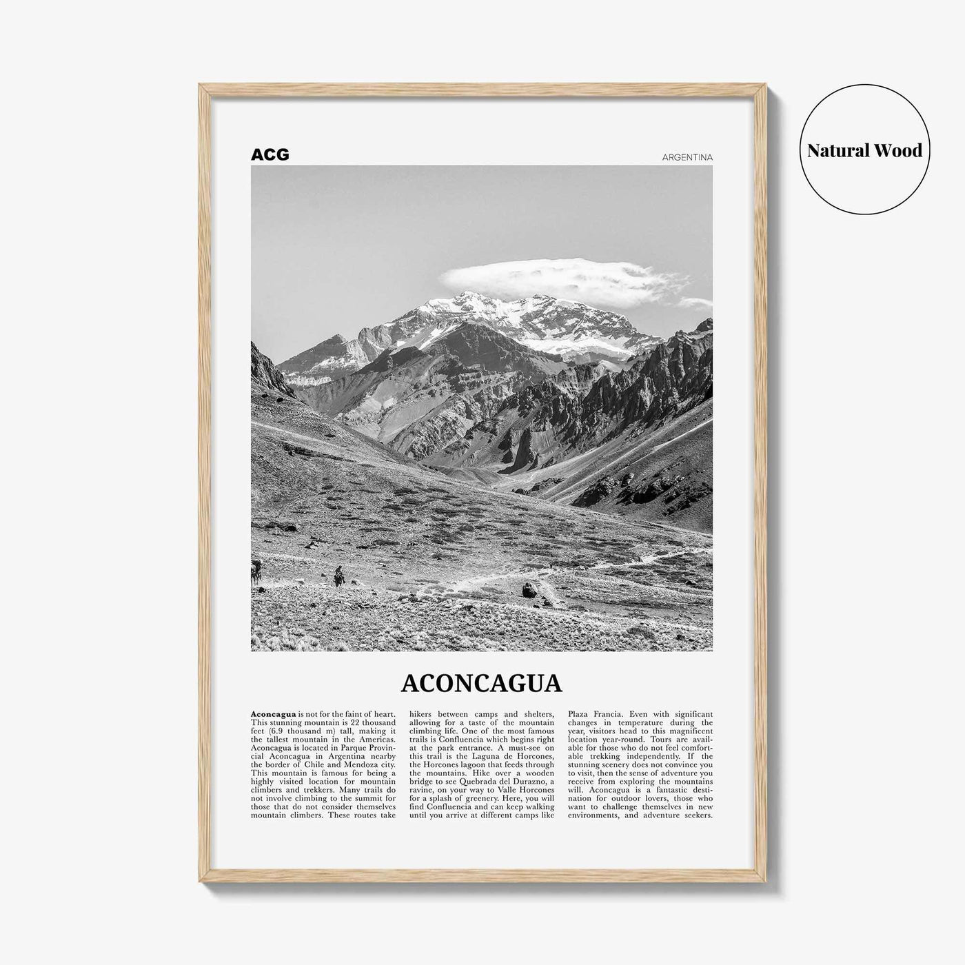 Aconcagua Print Black and White, Aconcagua Wall Art, Aconcagua Poster, Aconcagua Photo, Aconcagua Map, Aconcagua Wall Decor, Argentina
