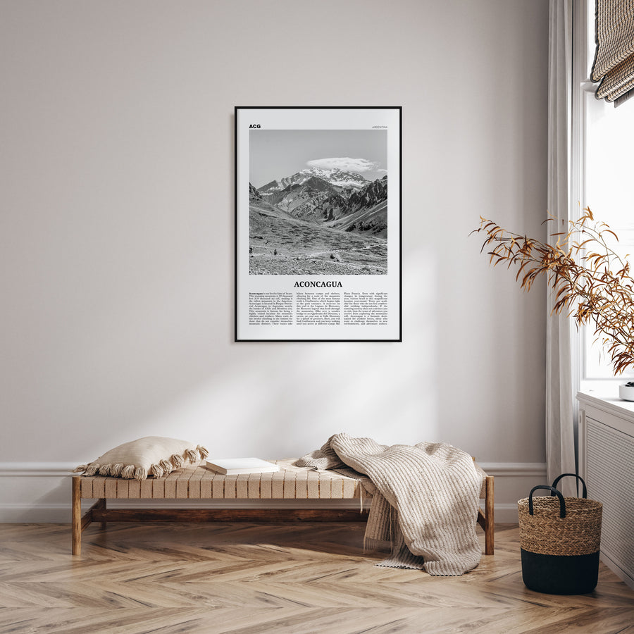 Aconcagua Travel B&W Poster