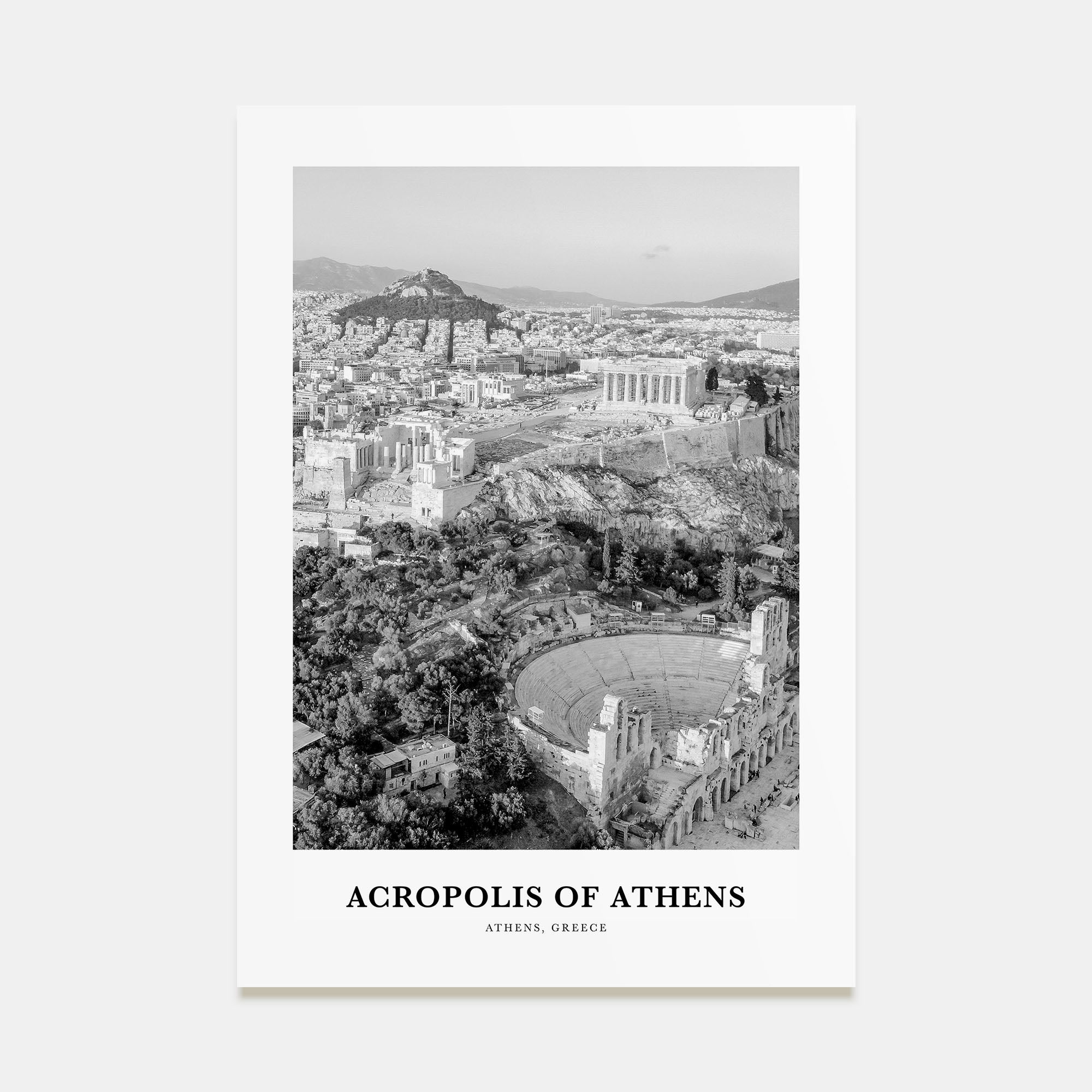 Acropolis of Athens Portrait B&W Poster